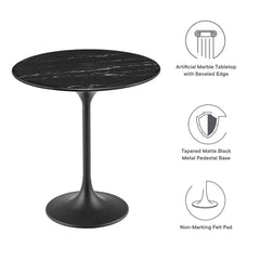 Lippa Black 20" Round Faux Marble Side Table - Ornate Home