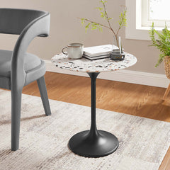 Lippa Black 20" Round Terrazzo Side Table - Ornate Home