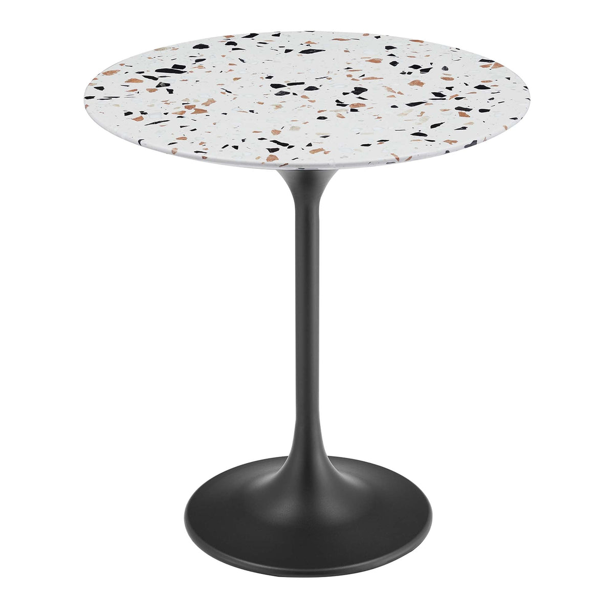 Lippa Black 20" Round Terrazzo Side Table - Ornate Home