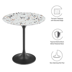 Lippa Black 20" Round Terrazzo Side Table - Ornate Home