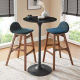 Lippa Black 28" Round Faux Marble Bar Table - Ornate Home