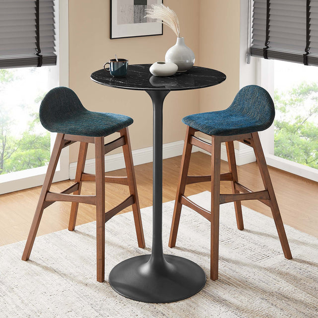 Lippa Black 28" Round Faux Marble Bar Table - Ornate Home