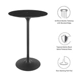 Lippa Black 28" Round Faux Marble Bar Table - Ornate Home