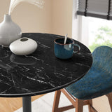 Lippa Black 28" Round Faux Marble Bar Table - Ornate Home