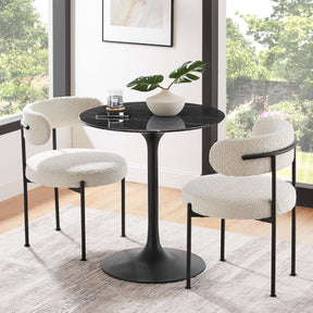 Lippa Black 28" Round Faux Marble Dining Table - Ornate Home