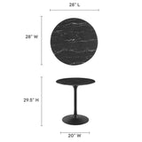 Lippa Black 28" Round Faux Marble Dining Table - Ornate Home