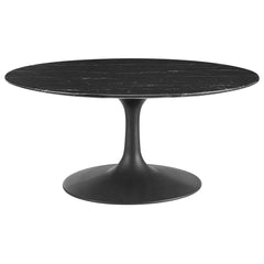 Lippa Black 36" Round Faux Marble Coffee Table - Ornate Home