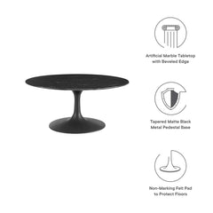 Lippa Black 36" Round Faux Marble Coffee Table - Ornate Home