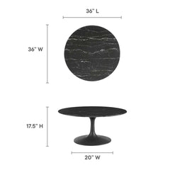 Lippa Black 36" Round Faux Marble Coffee Table - Ornate Home