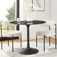 Lippa Black 36" Round Faux Marble Dining Table - Ornate Home