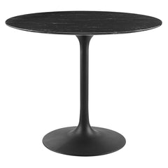 Lippa Black 36" Round Faux Marble Dining Table - Ornate Home