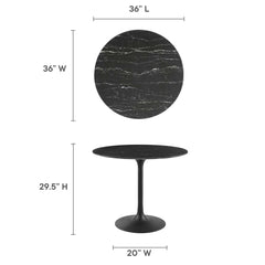 Lippa Black 36" Round Faux Marble Dining Table - Ornate Home