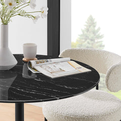 Lippa Black 36" Round Faux Marble Dining Table - Ornate Home