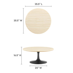 Lippa Black 36" Round Faux Travertine Coffee Table - Ornate Home