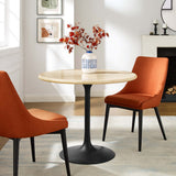 Lippa Black 36" Round Faux Travertine Dining Table - Ornate Home