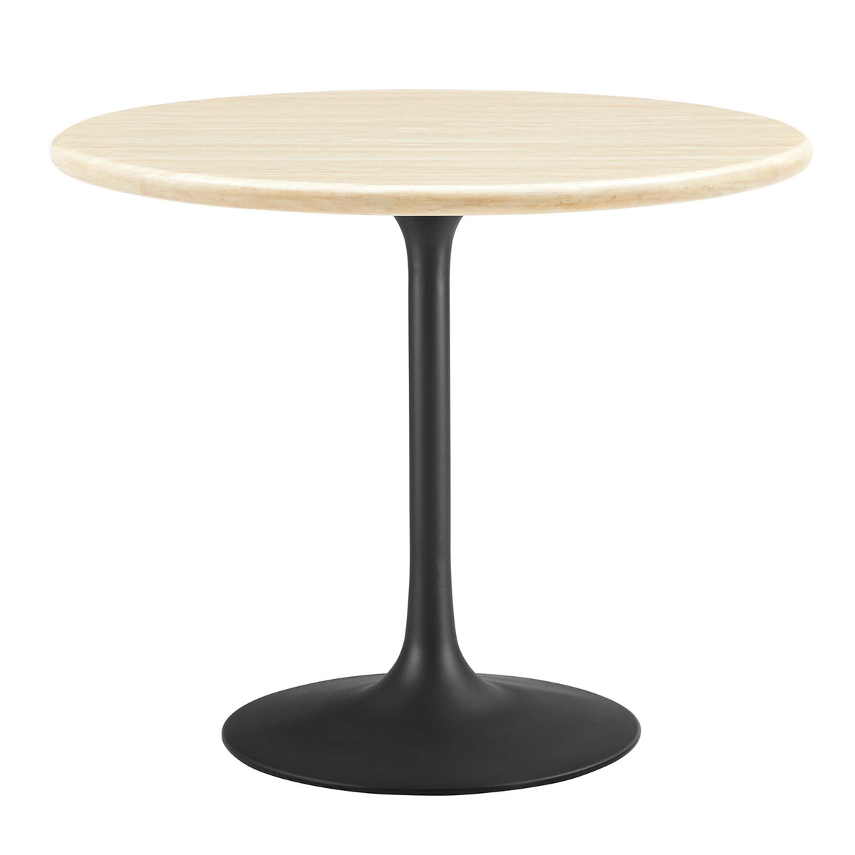 Lippa Black 36" Round Faux Travertine Dining Table - Ornate Home