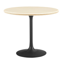 Lippa Black 36" Round Faux Travertine Dining Table - Ornate Home
