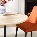 Lippa Black 36" Round Faux Travertine Dining Table - Ornate Home