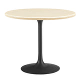 Lippa Black 36" Round Faux Travertine Dining Table - Ornate Home