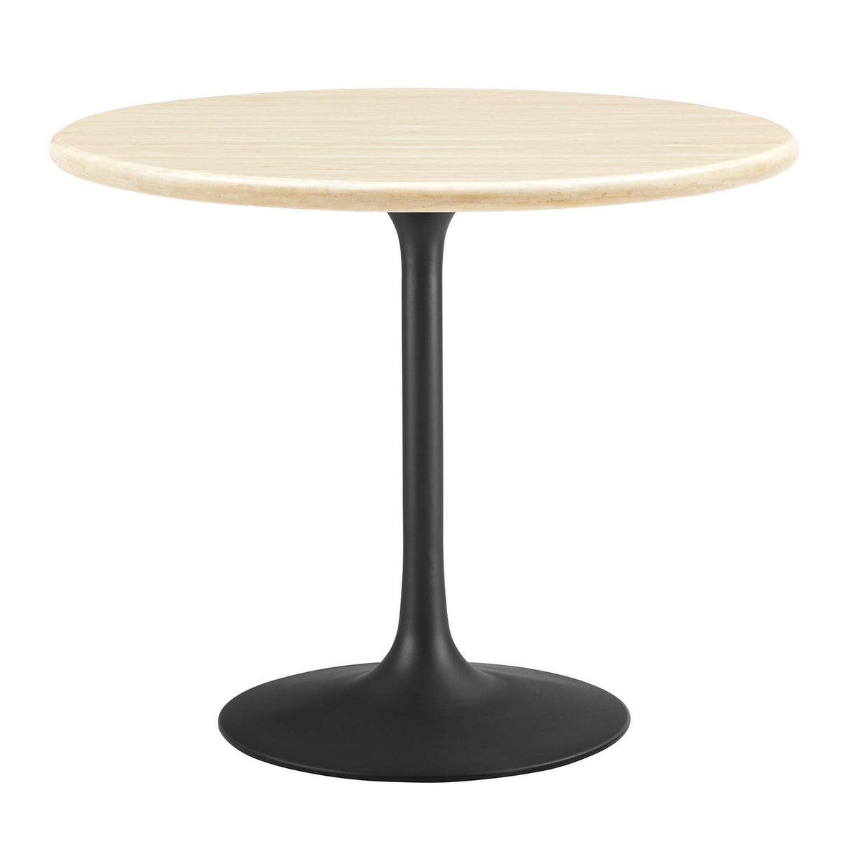 Lippa Black 36" Round Faux Travertine Dining Table - Ornate Home