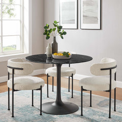 Lippa Black 40" Round Faux Marble Dining Table - Ornate Home