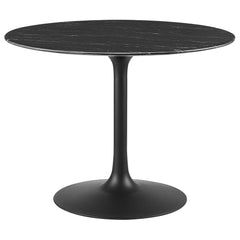 Lippa Black 40" Round Faux Marble Dining Table - Ornate Home