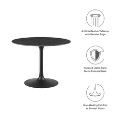 Lippa Black 40" Round Faux Marble Dining Table - Ornate Home