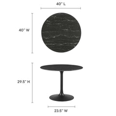 Lippa Black 40" Round Faux Marble Dining Table - Ornate Home
