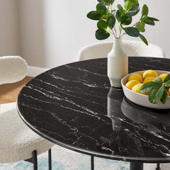 Lippa Black 40" Round Faux Marble Dining Table - Ornate Home