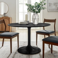 Lippa Black 48" Round Solid Wood Dining Table - Ornate Home