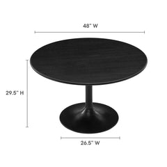 Lippa Black 48" Round Solid Wood Dining Table - Ornate Home