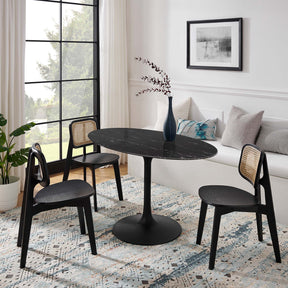 Lippa Black 54" Oval Faux Marble Dining Table - Ornate Home