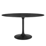 Lippa Black 54" Oval Faux Marble Dining Table - Ornate Home
