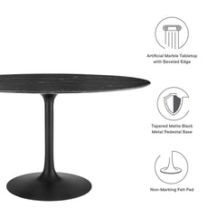 Lippa Black 54" Oval Faux Marble Dining Table - Ornate Home