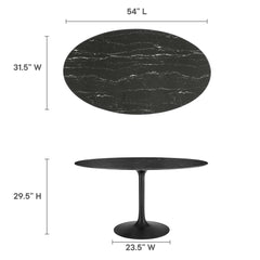 Lippa Black 54" Oval Faux Marble Dining Table - Ornate Home