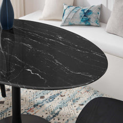 Lippa Black 54" Oval Faux Marble Dining Table - Ornate Home