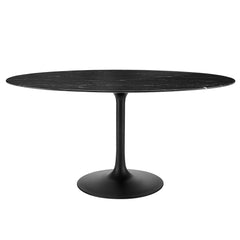 Lippa Black 60" Oval Faux Marble Dining Table - Ornate Home