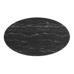 Lippa Black 60" Oval Faux Marble Dining Table - Ornate Home