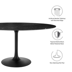Lippa Black 60" Oval Faux Marble Dining Table - Ornate Home