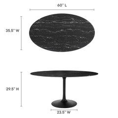 Lippa Black 60" Oval Faux Marble Dining Table - Ornate Home