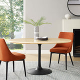 Lippa Black 60" Oval Faux Travertine Dining Table - Ornate Home