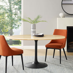Lippa Black 60" Oval Faux Travertine Dining Table - Ornate Home