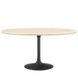 Lippa Black 60" Oval Faux Travertine Dining Table - Ornate Home