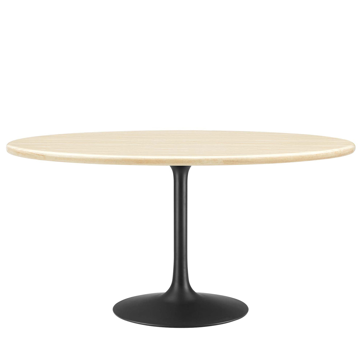 Lippa Black 60" Oval Faux Travertine Dining Table - Ornate Home