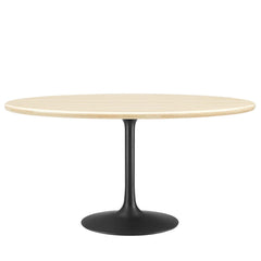 Lippa Black 60" Oval Faux Travertine Dining Table - Ornate Home