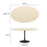 Lippa Black 60" Oval Faux Travertine Dining Table - Ornate Home