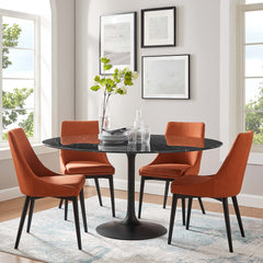 Lippa Black 60" Round Faux Marble Dining Table - Ornate Home