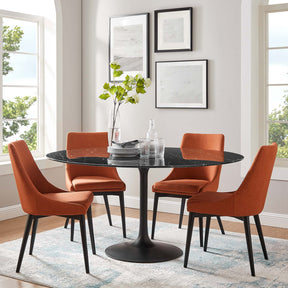 Lippa Black 60" Round Faux Marble Dining Table - Ornate Home