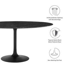 Lippa Black 60" Round Faux Marble Dining Table - Ornate Home