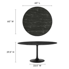 Lippa Black 60" Round Faux Marble Dining Table - Ornate Home